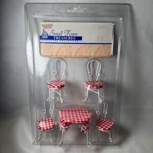Hobby Lobby Small Town Treasures Miniature Table & 4 Chairs Set Red Gingham 1999